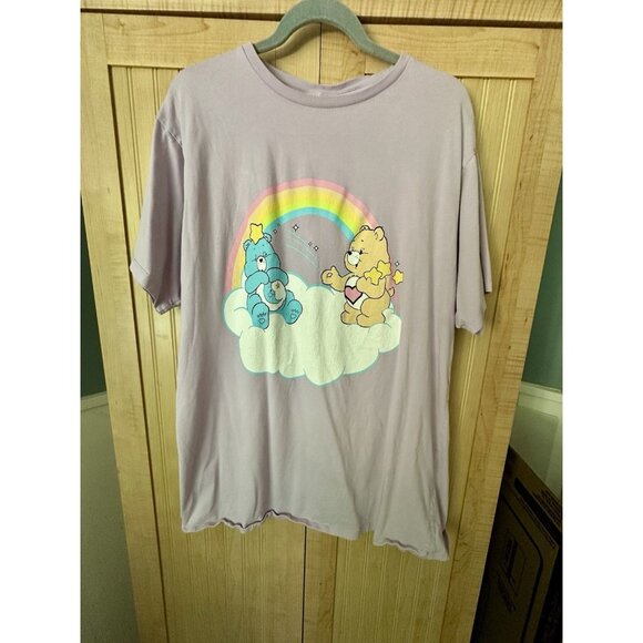 Asos Design Care Bears Lavender Bear Short Sleeve T Shirt US Size 10 Rainbow - Picture 1 of 5
